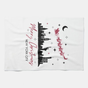 New York City Christmas Trip, Merry Christmas New  Tea Towel