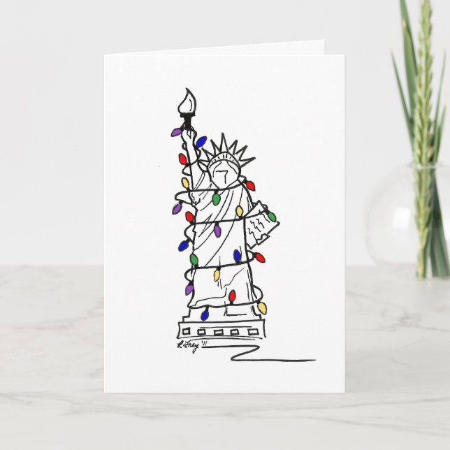 New York City Christmas Xmas Statue of Liberty NYC Holiday Card (Front)