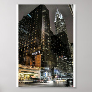 New York City Chrysler Building Night Skyline Urba Poster