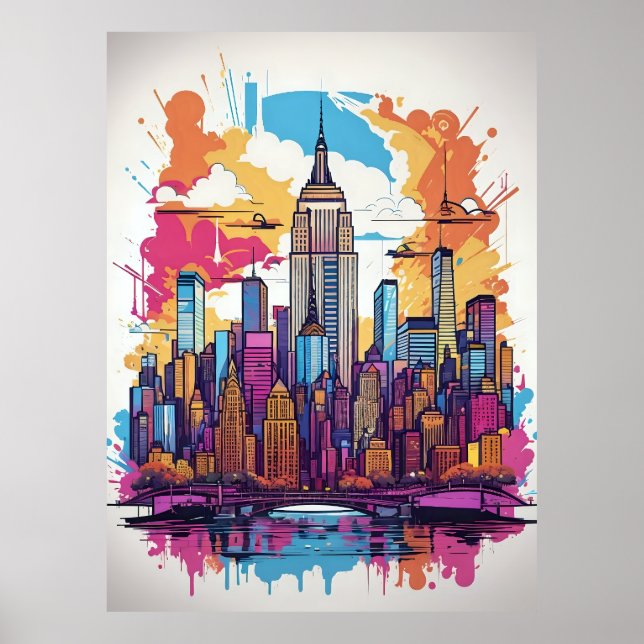 New York City Cityscape Landcape Poster (Front)