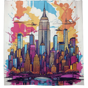 New York City Cityscape Landcape Shower Curtain