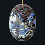 New York City Columbus Circle Christmas Stars NYC Ceramic Tree Decoration<br><div class="desc">Features an original color photograph of blue star ornaments in a shopping center at Columbus Circle. Photographed in Manhattan, New York City. Lots of other NYC and nature photographs are also available from this shop. Don't see exactly what you're looking for? Contact Rebecca to have a product customized just for...</div>