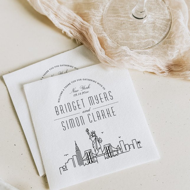 New York City Deco Skyline | Wedding Event Napkins (Creator Uploaded)