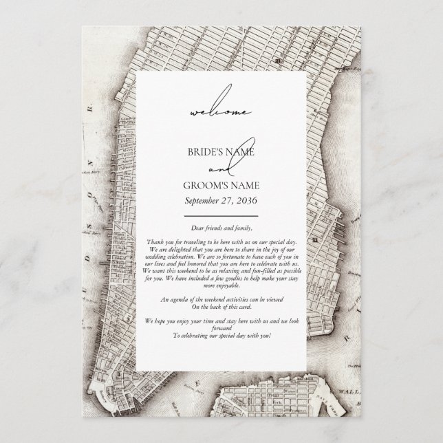 New York City Destination NYC Wedding Itinerary Programme (Front)