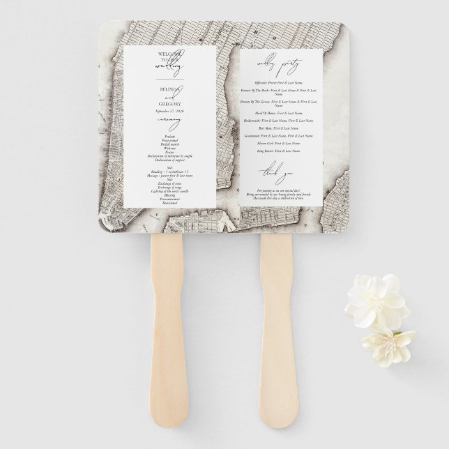 New York City Destination NYC Wedding Program Hand Fan (Front and Back)