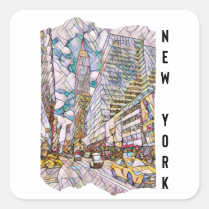 New York City Esthetic Mosaic Art   Square Sticker