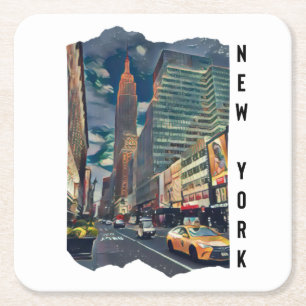 New York City Esthetic Photo Art Square Paper Coaster