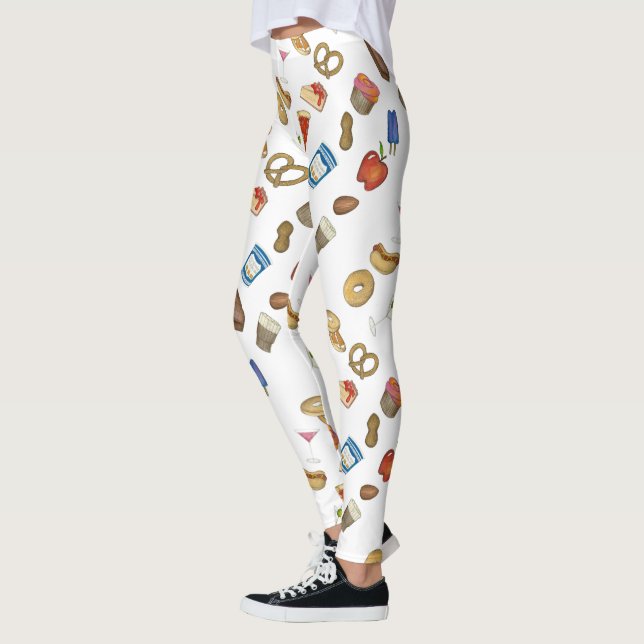 New York City Foodie Classic NYC Food Leggings (Left)