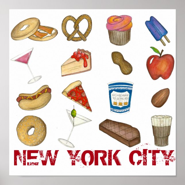 New York City Foodie NYC Foods Tourist Food Print (Front)