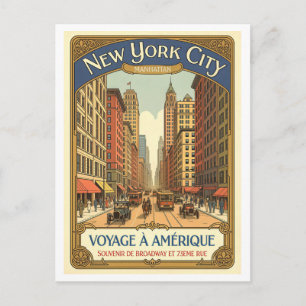 New York City, French Retro Bway & 73rd Unique Postcard