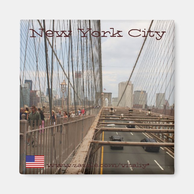 New York City from Brooklyn bridge magnet (Front)