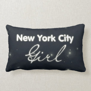 New York City Girl - Blue Sky and Stars Lumbar Cushion