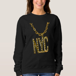 New York City Golden Hip Hop Necklace Chain Graphi Sweatshirt