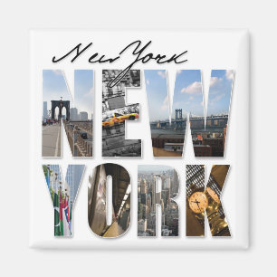 New York City Graphical Tourism Montage Magnet