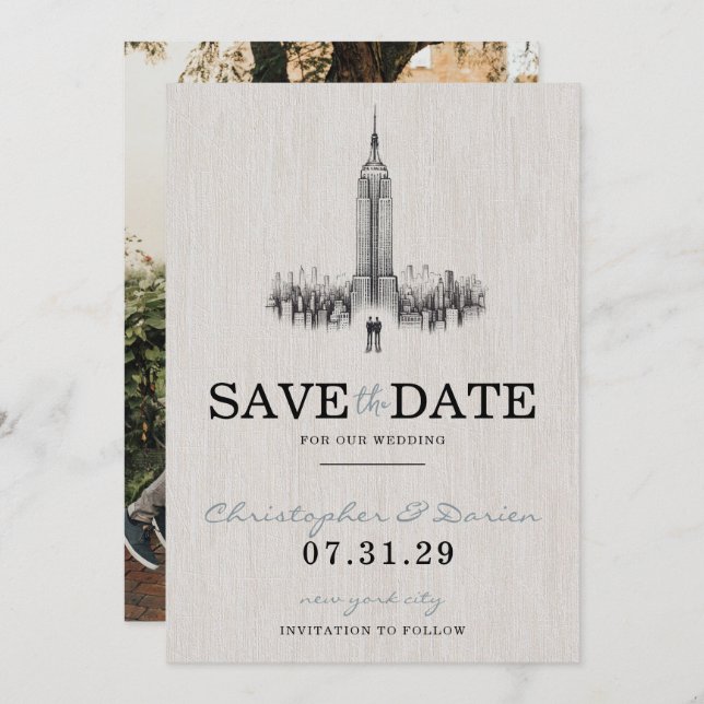 New York City Grooms Save The Date (Front/Back)