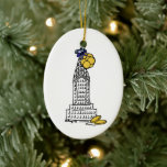 New York City Hanukkah Gelt NYC Skyscraper Holiday Ceramic Tree Decoration<br><div class="desc">Features an original marker illustration of a classic NYC landmark "dressed up" with gelt for the holiday season. Ideal for celebrating Hanukkah!

This Chanukah illustration is also available on other products. Don't see what you're looking for? Need help with customization? Contact Rebecca to have something designed just for you.</div>