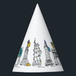 New York City Hanukkah NYC Jewish Holiday Chanukah Party Hat<br><div class="desc">Features an original pen-and-ink illustration of classic New York City landmarks and icons, "dressed up" for the Hanukkah holiday season. Great for anyone who lives in or loves NYC! Don't see what you're looking for? Need help with customisation? Click "rebeccaheartsny" (upper right corner) then "contact this designer" to have something...</div>