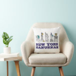 New York City Hanukkah NYC Landmarks Chanukah Cushion<br><div class="desc">Features an original marker illustration of classic New York City landmarks, including Washington Square Arch, Brooklyn Bridge, and Statue of Liberty, "dressed up" for the holidays. Perfect for anyone who lives in or loves the "hustle and bustle" of NYC during the Hanukkah season. This illustration is also available on other...</div>