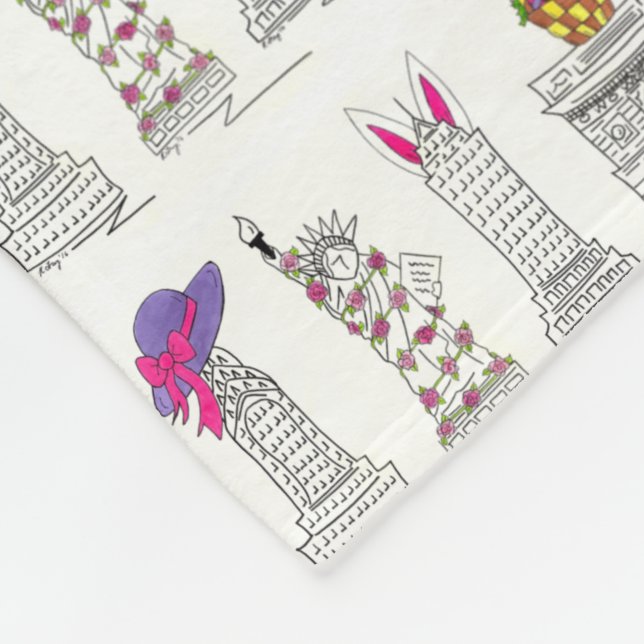 New York City Happy Easter Parade NYC Landmarks Fleece Blanket (Corner)