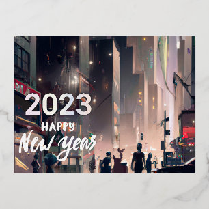NEW YORK CITY - HAPPY NEW YEAR 2023 FOIL HOLIDAY POSTCARD