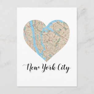 New York City Heart Map Postcard