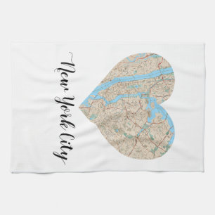 New York City Heart Map Tea Towel