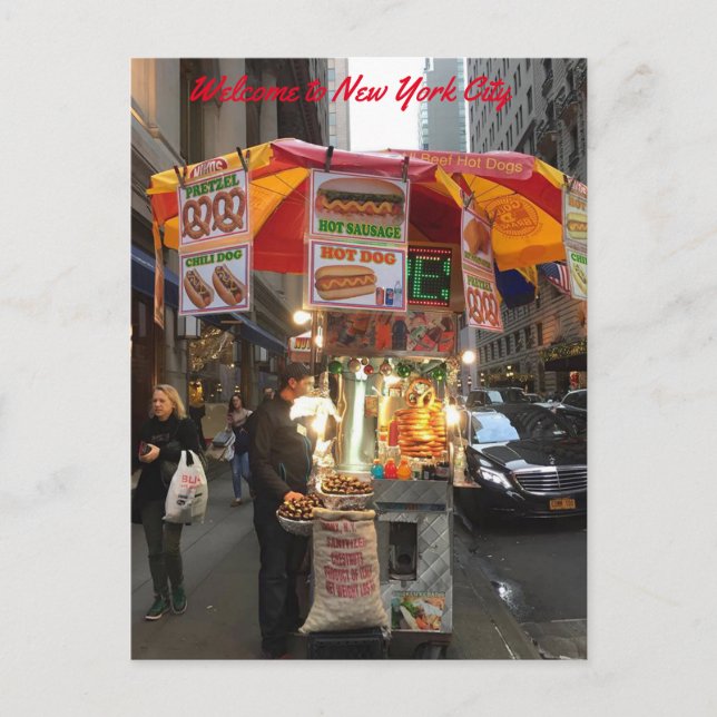 New York City Hot dog Stand Postcard (Front)