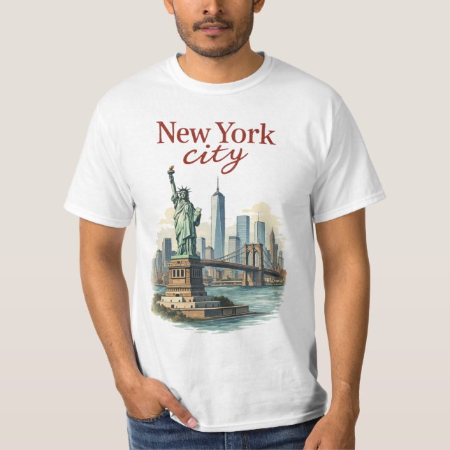 New York City – Iconic Statue & Skyline T-Shirt (Front)