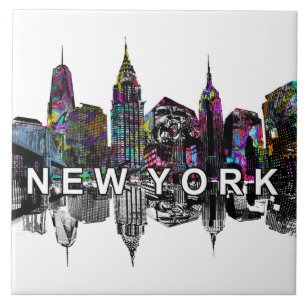 New York city in graffiti Tile