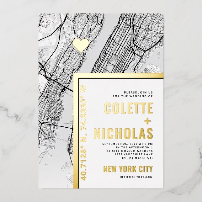 New York City Love Locator | City Themed Wedding (Front)