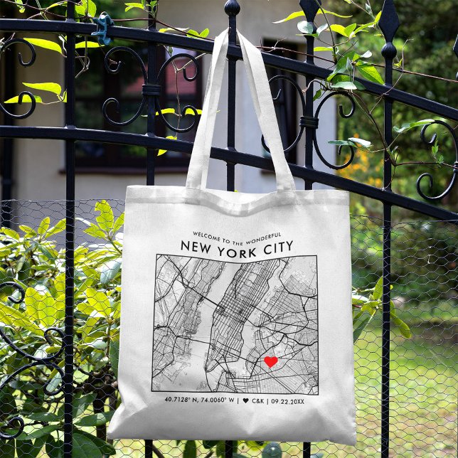 New York City Love Locator | Map Wedding Welcome T Tote Bag (The more complete visual of what your final tote bag would look like in real life.)