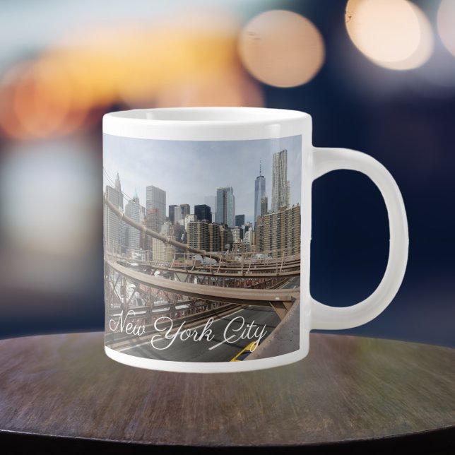 New York City Lower Manhattan Skyline Large Coffee Mug (In Situ)