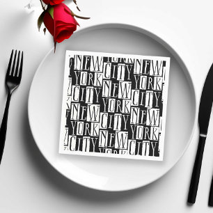 New York City Manhattan Black and White Deco Chic Napkin