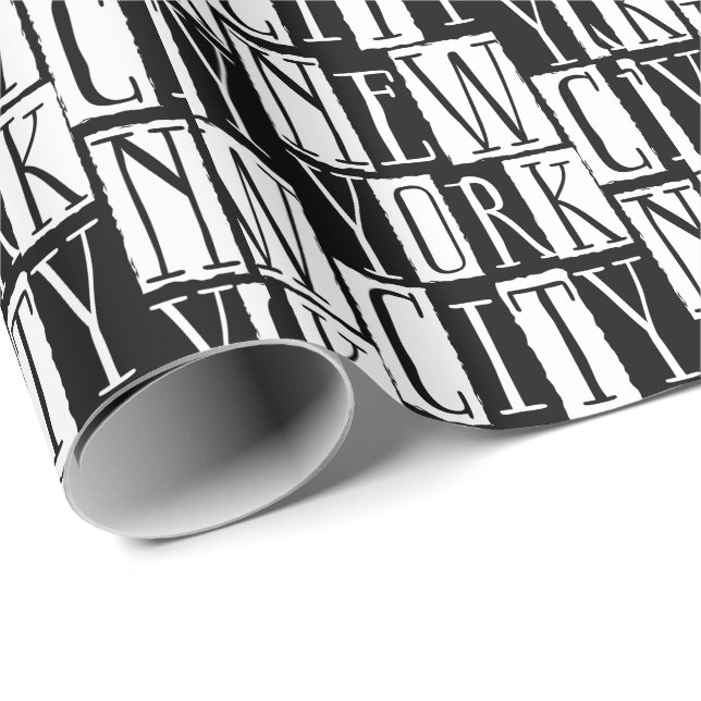 New York City Manhattan Black and White Deco Chic Wrapping Paper (Roll Corner)