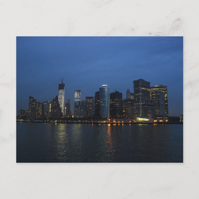 New York City Manhattan Night Skyline Postcard (Front)