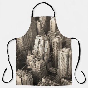 New York City Manhattan skyline aerial view black Apron