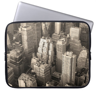 New York City Manhattan skyline aerial view black Laptop Sleeve