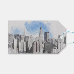 New York City Manhattan Skyline Gift Tags