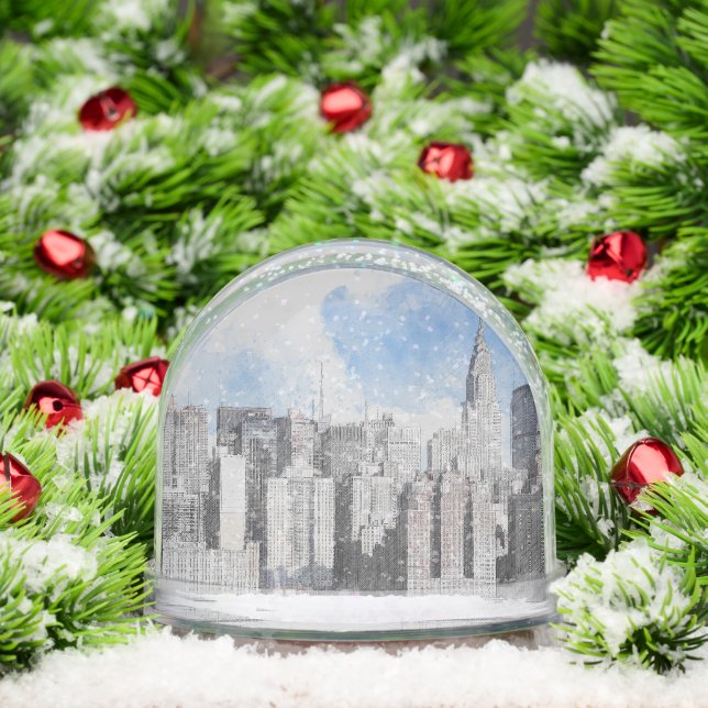 New York City Manhattan Skyline – NYC Travel  Snowglobe (Christmas)