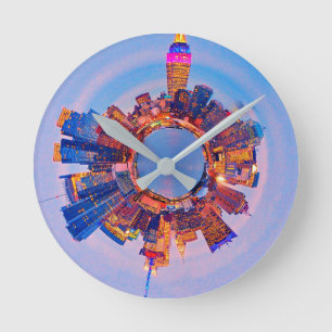 new york city Manhattan Skyline Round Clock