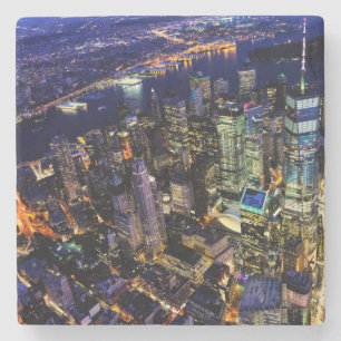 New York City, Manhattan, USA cityscape at night Stone Coaster