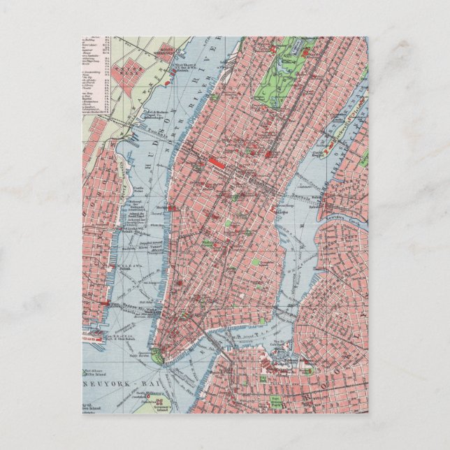 New York city, Manhattan, vintage map,  postcard (Front)