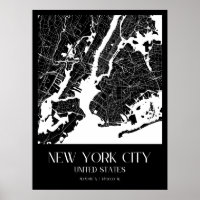 New York City Map - Black and White