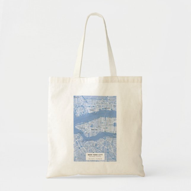 New York City Map (Blue) Tote Bag (Front)