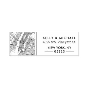 New York City Map Custom Address Self-inking Stamp