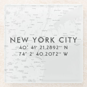 New York City Map Custom Coordinates Glass Coaster