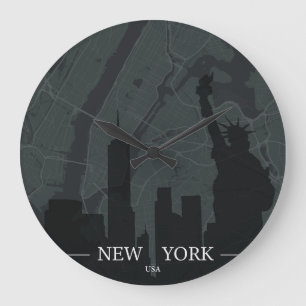 New York City Map Large Clock