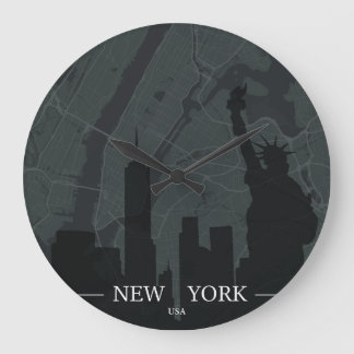 New York City Map Large Clock