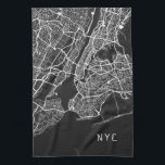 New York City Map | NYC | Black & White Tea Towel<br><div class="desc">Modern kitchen hand towel features a cool New York City map in a black and white colour palette, with "NYC" presented in stylish urban typography, right justified in the bottom right hand corner. New York City residents will appreciate this hand towel with its cool urban flare. Whether you’re from Manhattan,...</div>