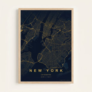 New York City Map  NYC Street Wall art Poster Gift
